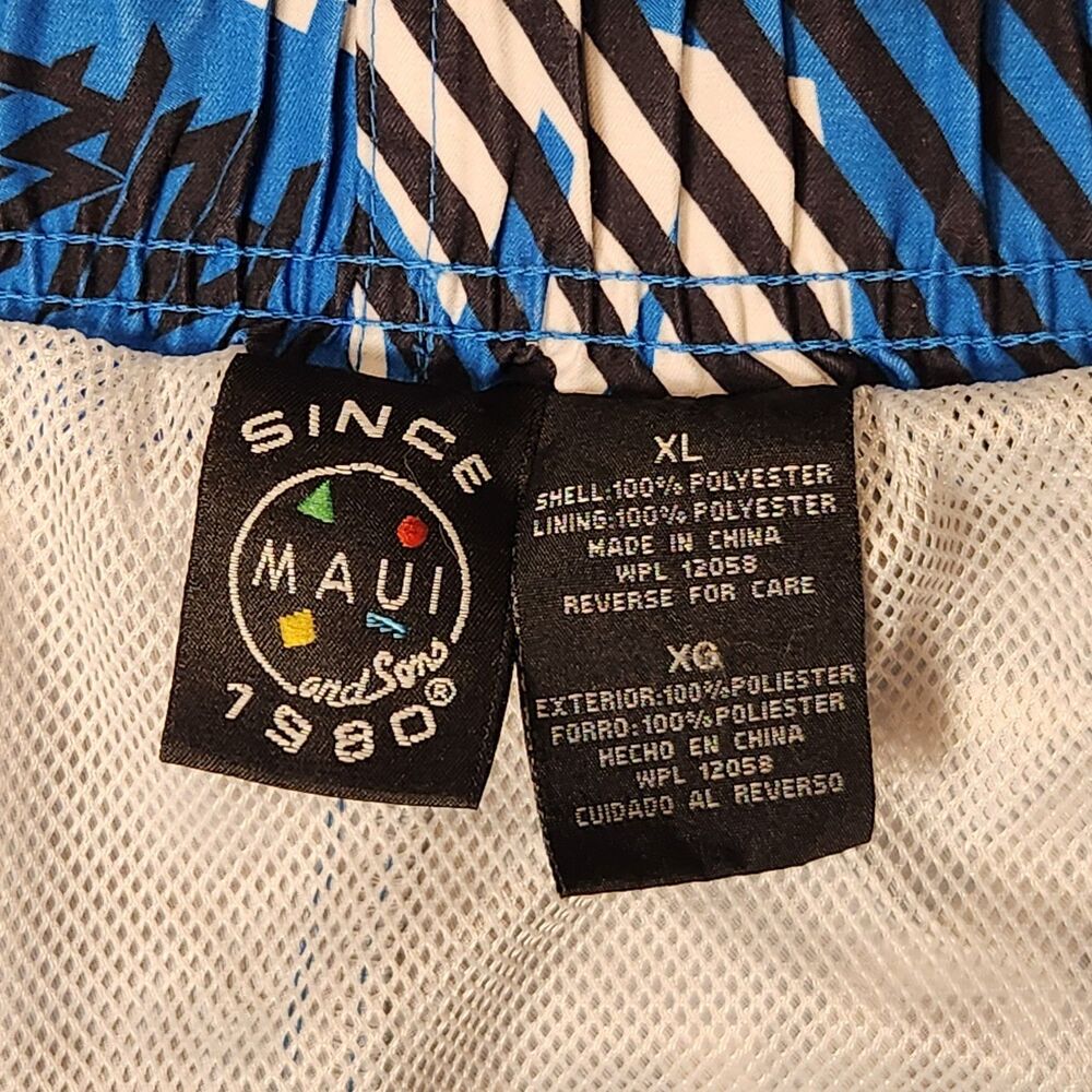 Maui & Sons Surf Hawaii Men's Board Shorts Swim Trunks Blue Pattern XL - Picture 3 of 9